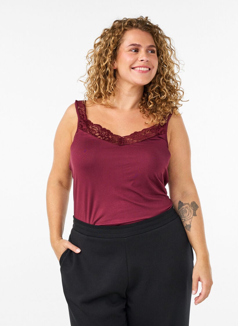 Pitsireunainen viskoositoppi, Punainen, Model image number 0