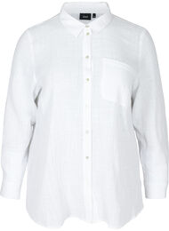 Pitkähihainen puuvillainen paita tekstuurilla, White
