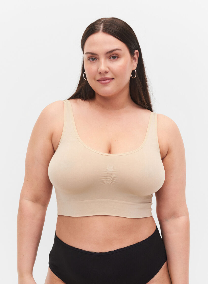 Pehmeät rintaliivit ilman toppausta, Beige, Model image number 0
