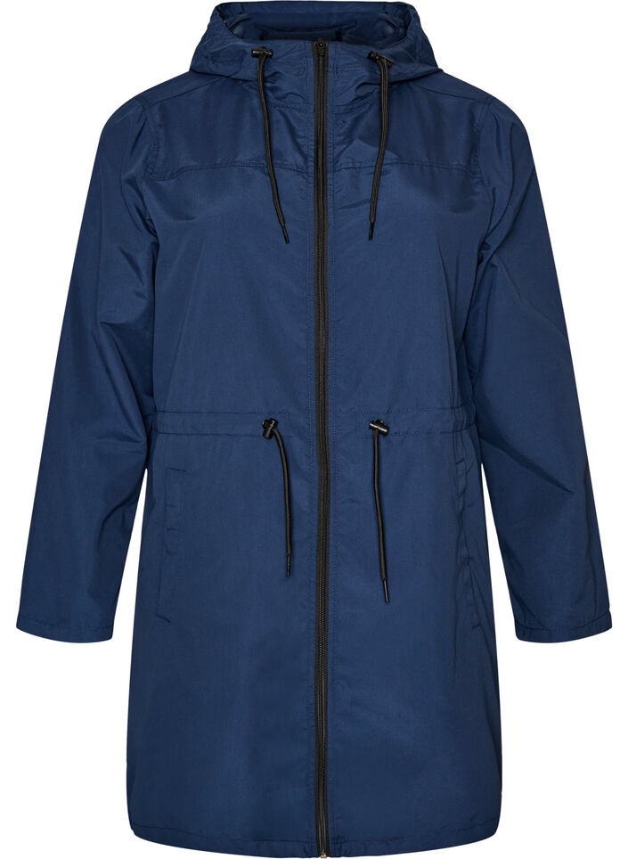 Kevyt hupullinen parka, Sininen, Packshot image number 0