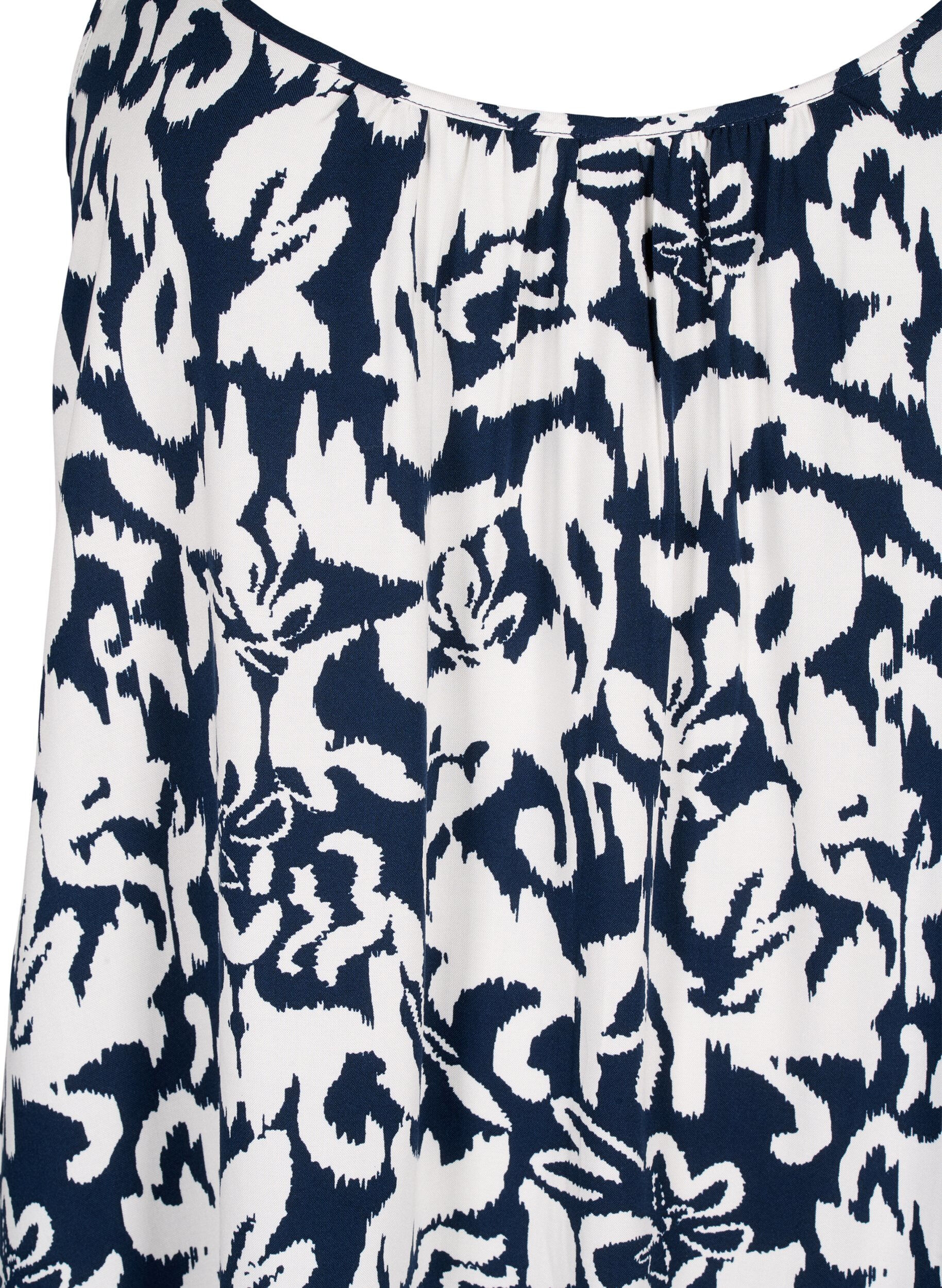 Zizzi Viskoosinen olkainmekko printill&auml;, Navy Bl. Ethnic AOP, Packshot image number 2