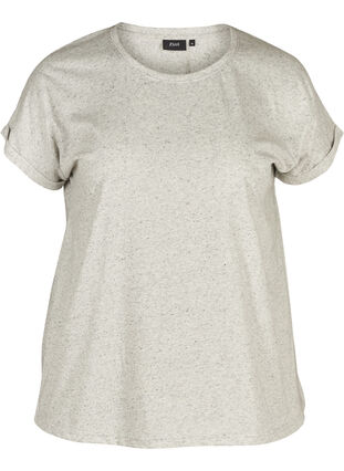Meleerattu puuvillainen t-paita, Light Grey Melange, Packshot image number 0