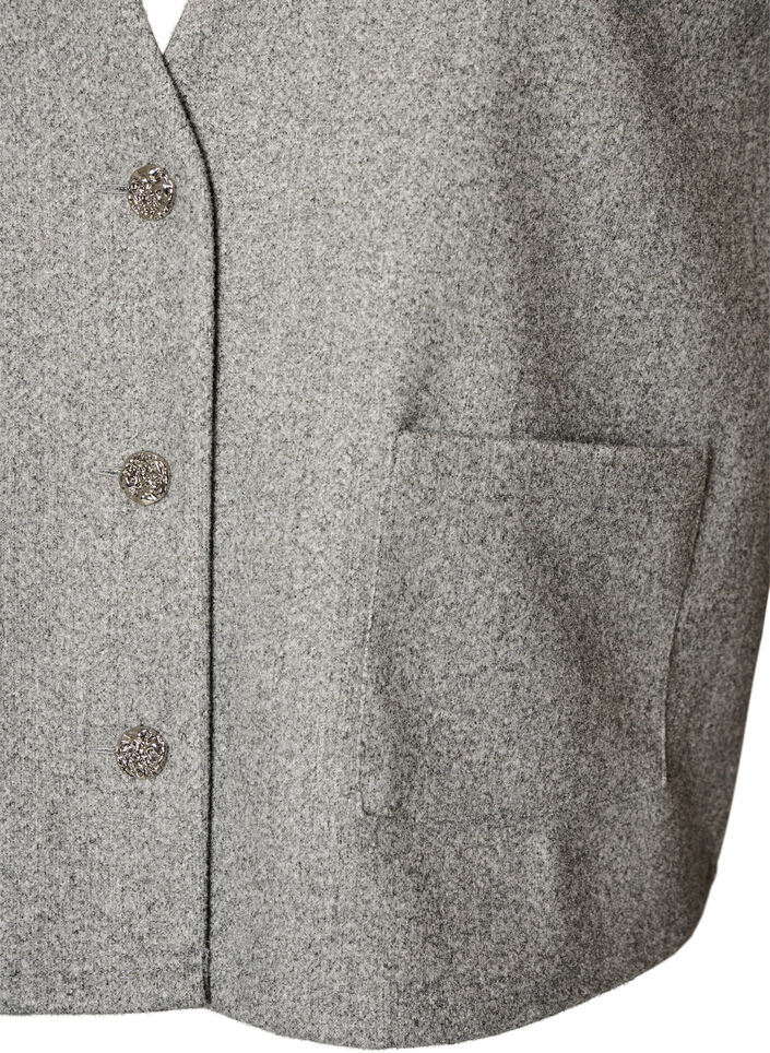 V-kauluksinen liivi napeilla, Harmaa, Packshot image number 2