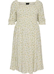 Kukkakuvioinen kes&auml;mekko viskoosista, Valkoinen