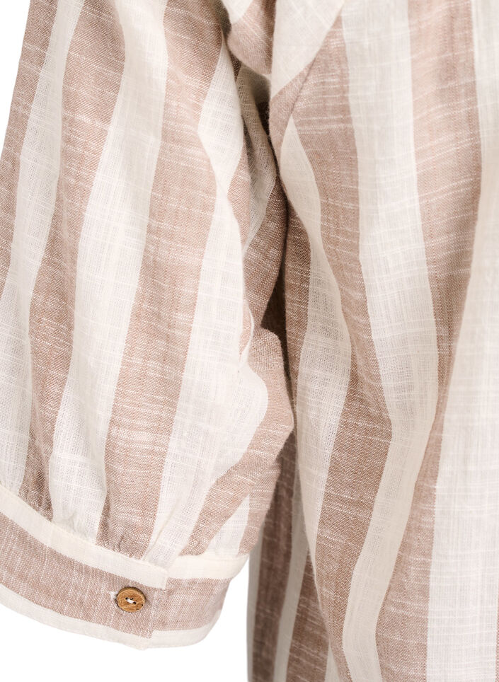 Puuvillatunika V-p&auml;&auml;ntiell&auml;, Beige, Packshot image number 3