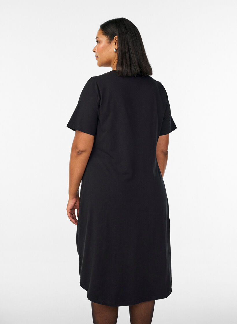 Puuvillamekko kiemurayksityiskohdalla, Musta, Model image number 2