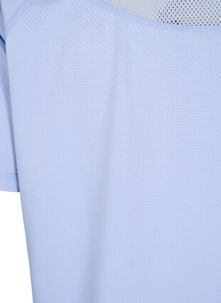 Lyhythihainen treenipaita, jossa on verkkokangasta selässä, Zen Blue, Packshot image number 3