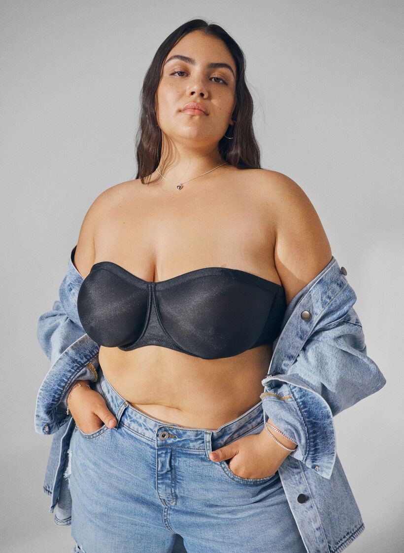 Olkaimettomat rintaliivit kaarituella, Musta, Image image number 0