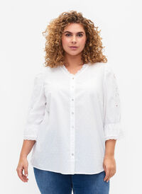 Rakenteellinen paitapusero kirjailulla anglaise, Bright White, Model