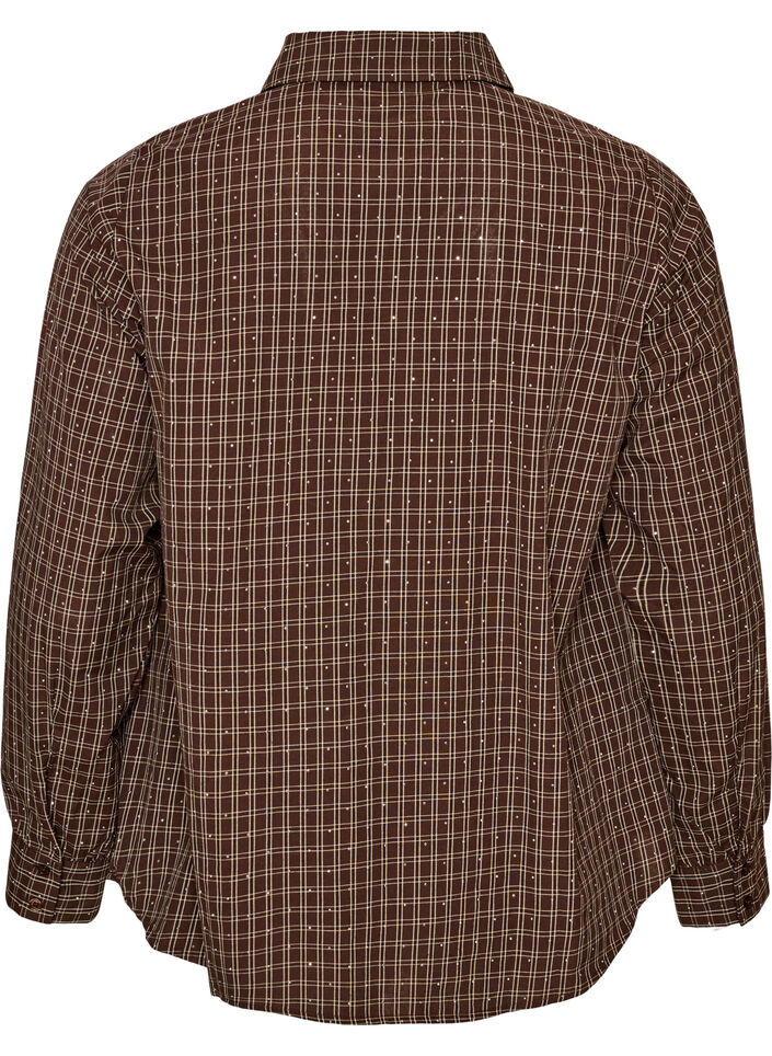 Ruudullinen paita strasseilla, Ruskea, Packshot image number 1
