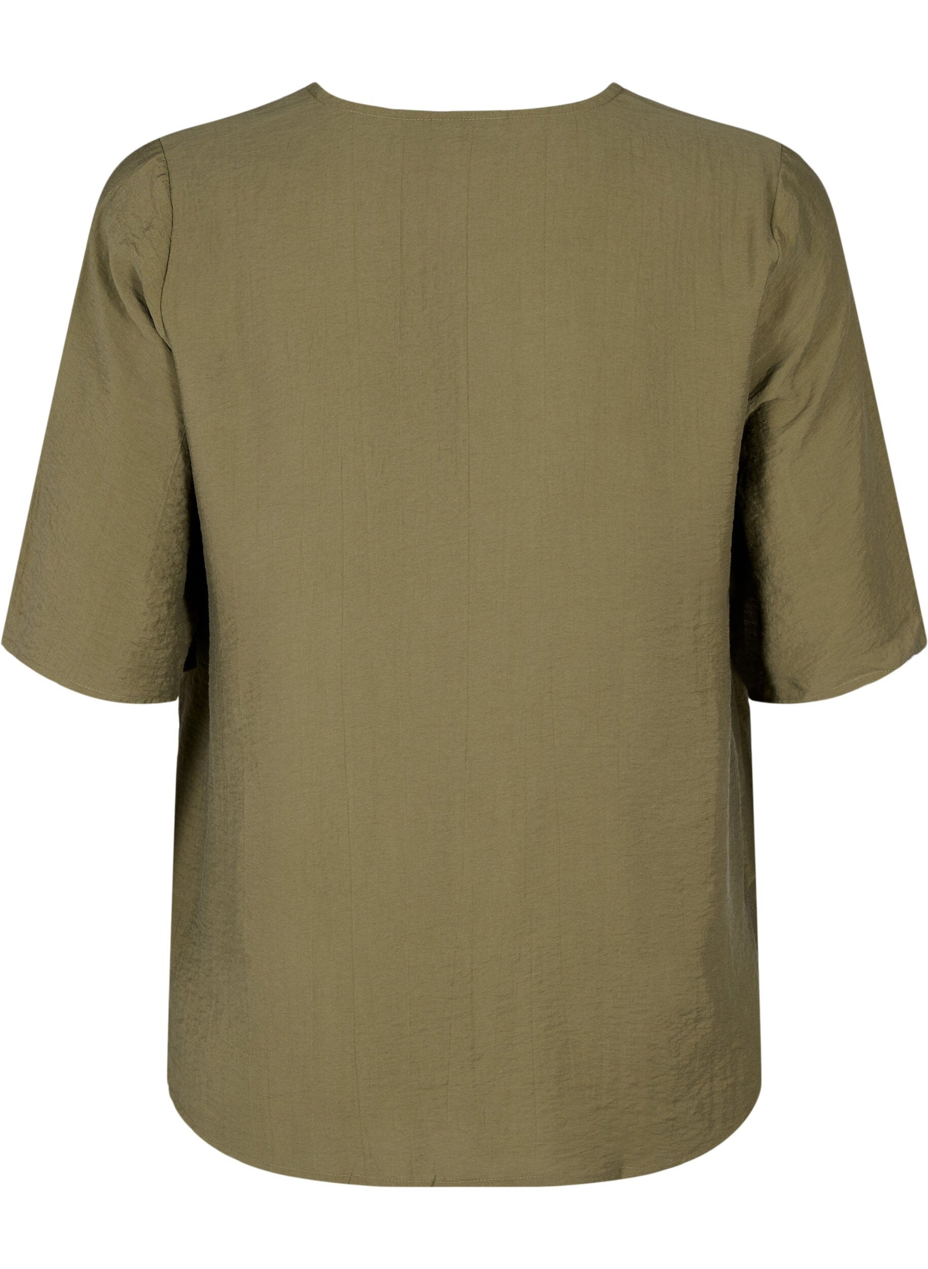 Zizzi Viskoosipusero V-p&auml;&auml;ntiell&auml; ja kirjailluilla yksityiskohdilla, Vihre&auml;, Packshot image number 1