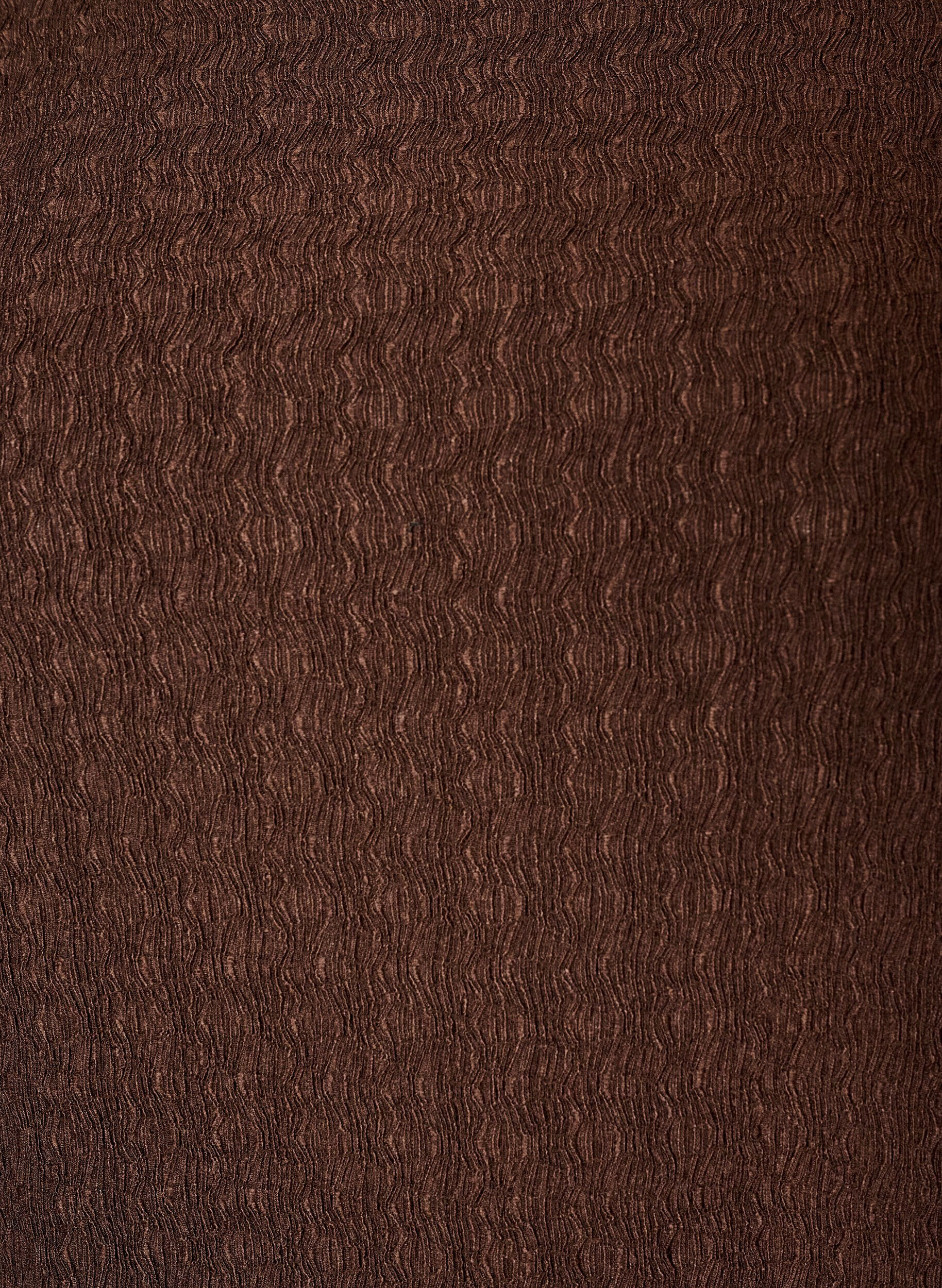 ZizziMidimekko aaltoilevalla tekstuurilla ja pitkill&auml; hihoilla, Ruskea, Packshot image number 2
