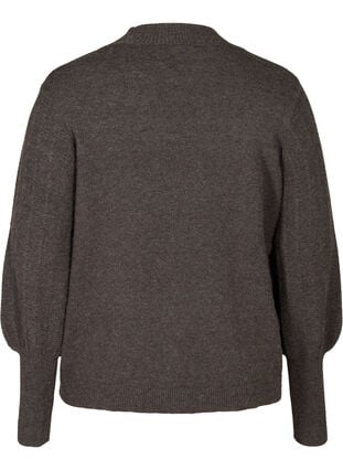 Neulepusero kuvioiduilla puhvihihoilla, Dark Grey Melange, Packshot image number 1
