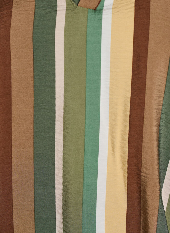 Raidallinen viskoosipusero lyhyill&auml; hihoilla, Ruskea, Packshot image number 2