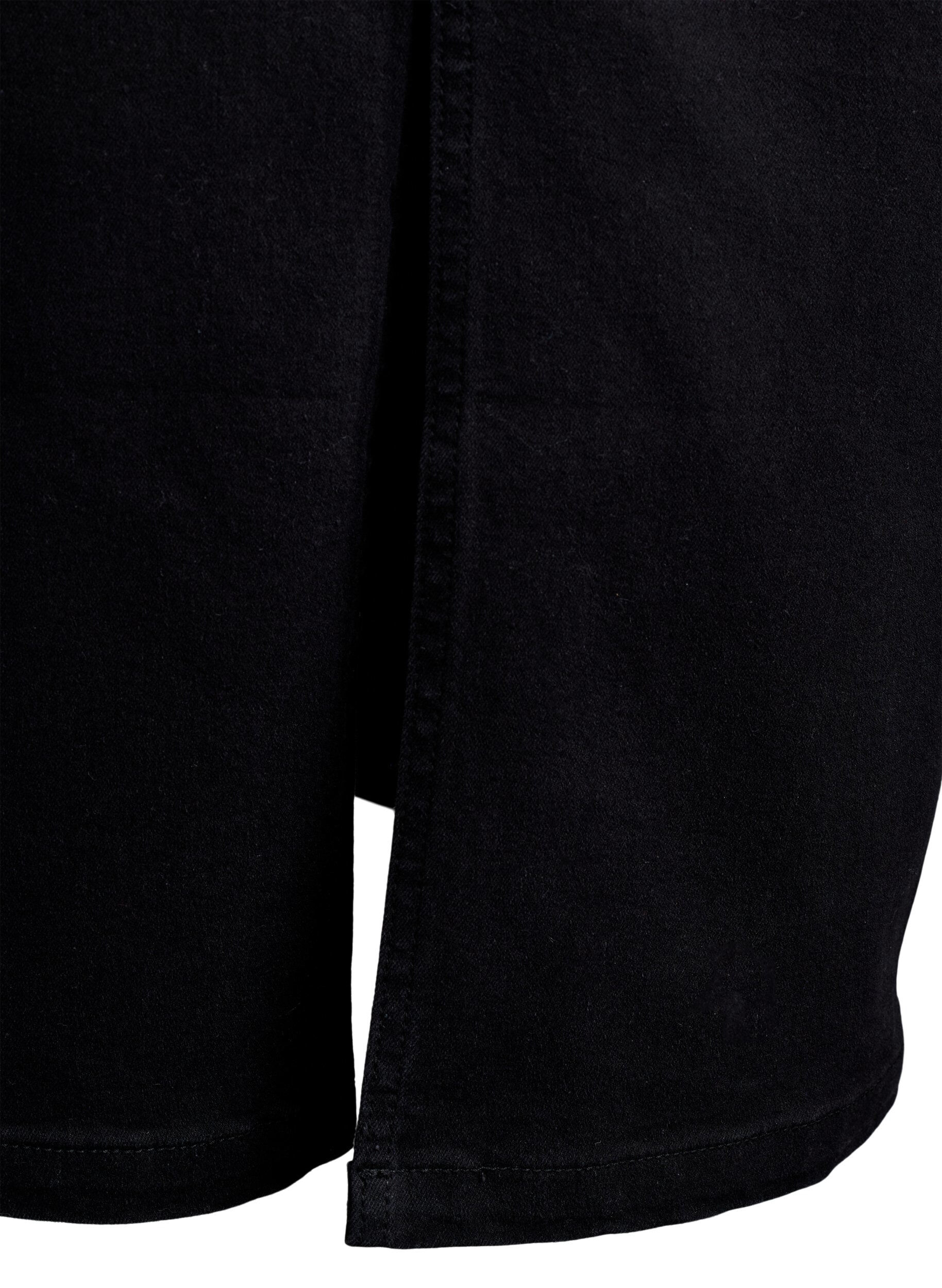 Zizzi FLASH - Midimittainen farkkuhame etuhalkiolla, Musta, Packshot image number 4