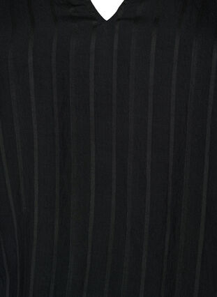 Viskoosipusero 3/4-hihoilla ja smokkirypytyksellä, Black, Packshot image number 2