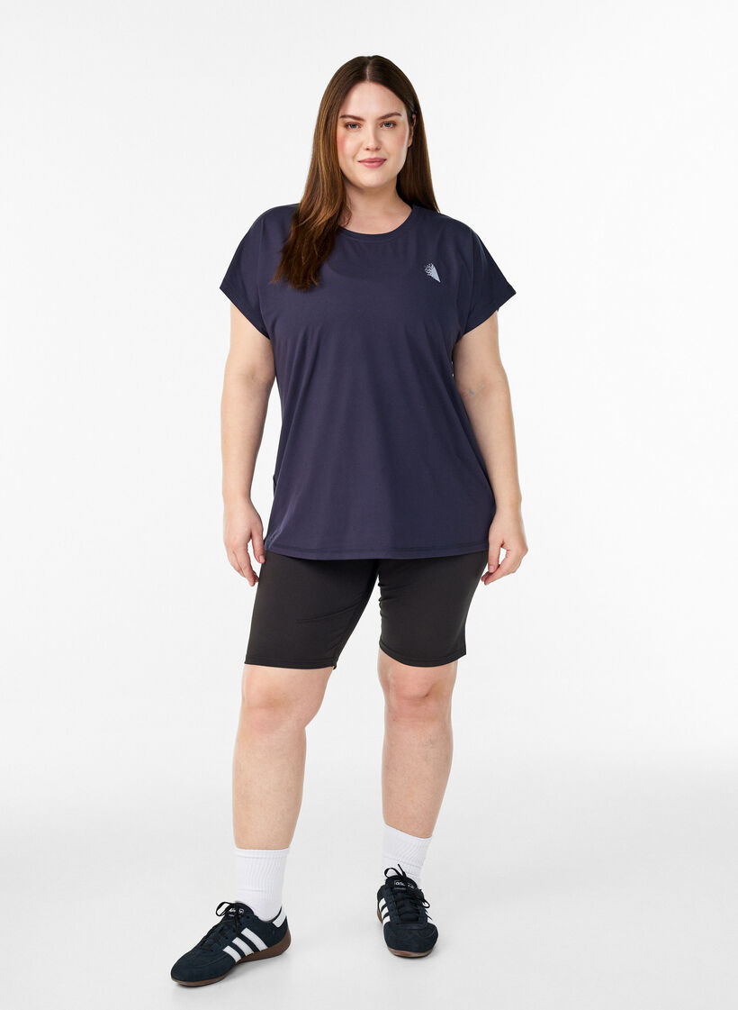 Yksiv&auml;rinen treeni-T-paita, Sininen, Model image number 1