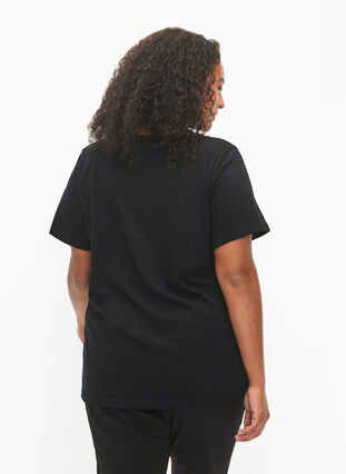 Puuvillainen t-paita, jossa on paljetteja, Black w. Love, Model image number 1