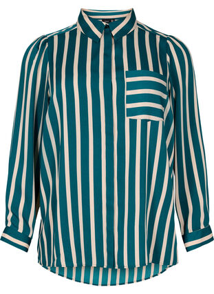 Raidallinen paita pitkillä hihoilla, Green Stripe, Packshot image number 0