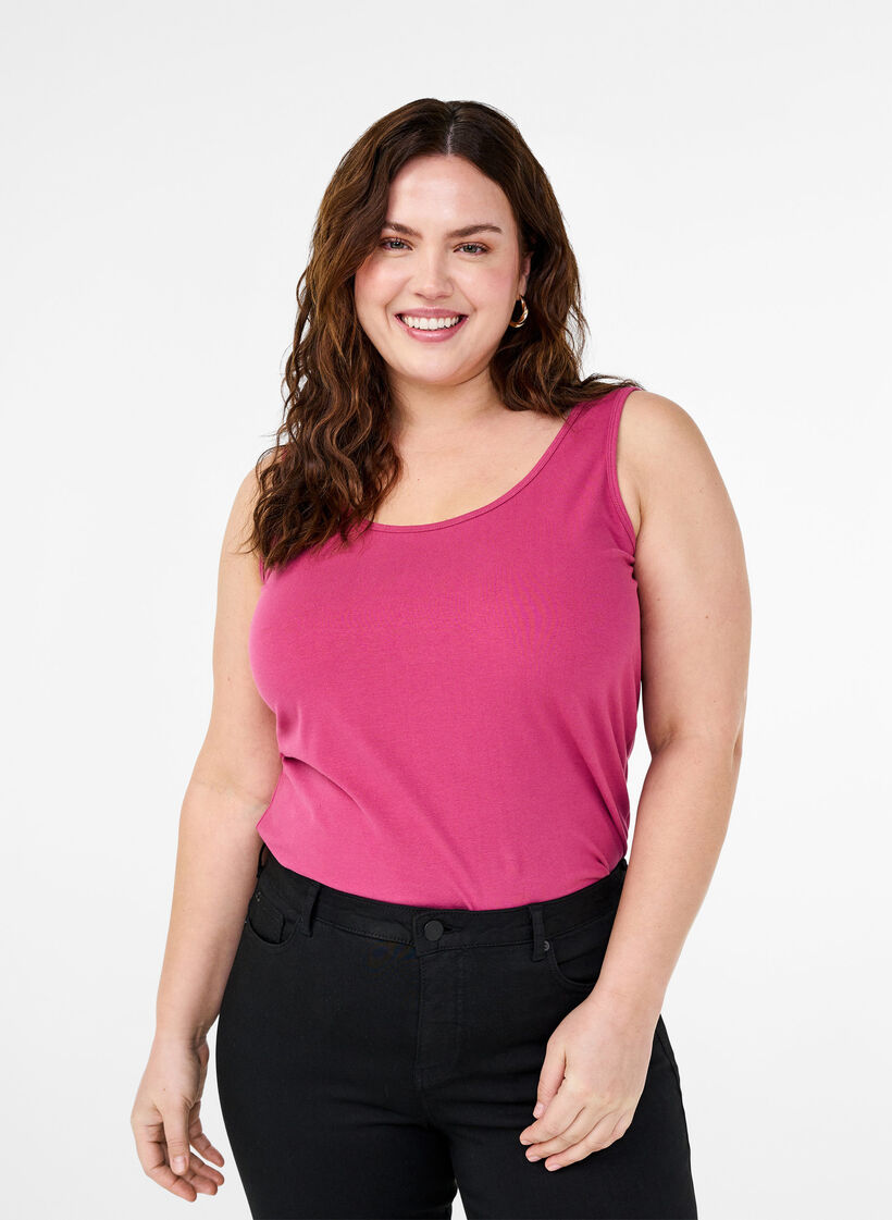 Yksivärinen perus paita puuvillasta, Punainen, Model image number 0