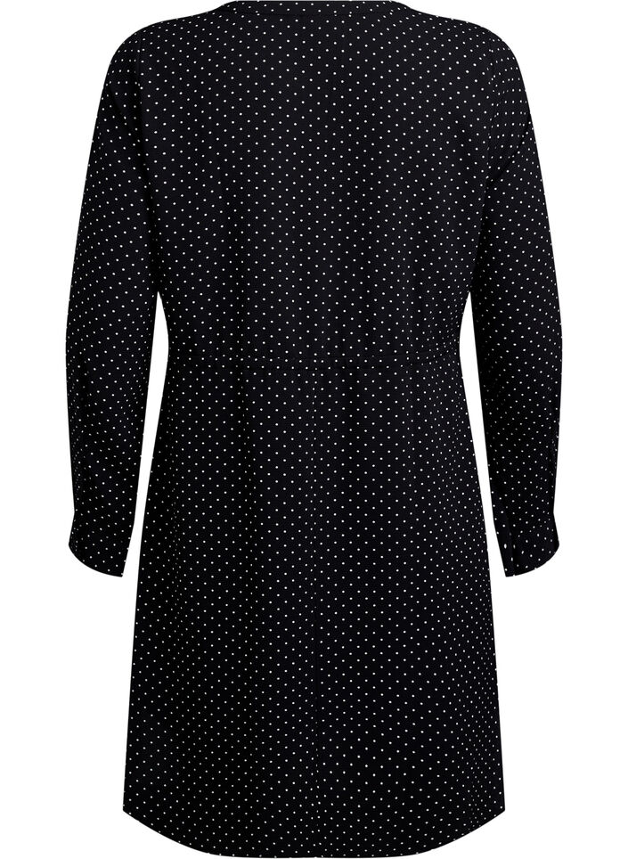 Polvimittainen mekko solmittavalla vyöllä, Musta, Packshot image number 1