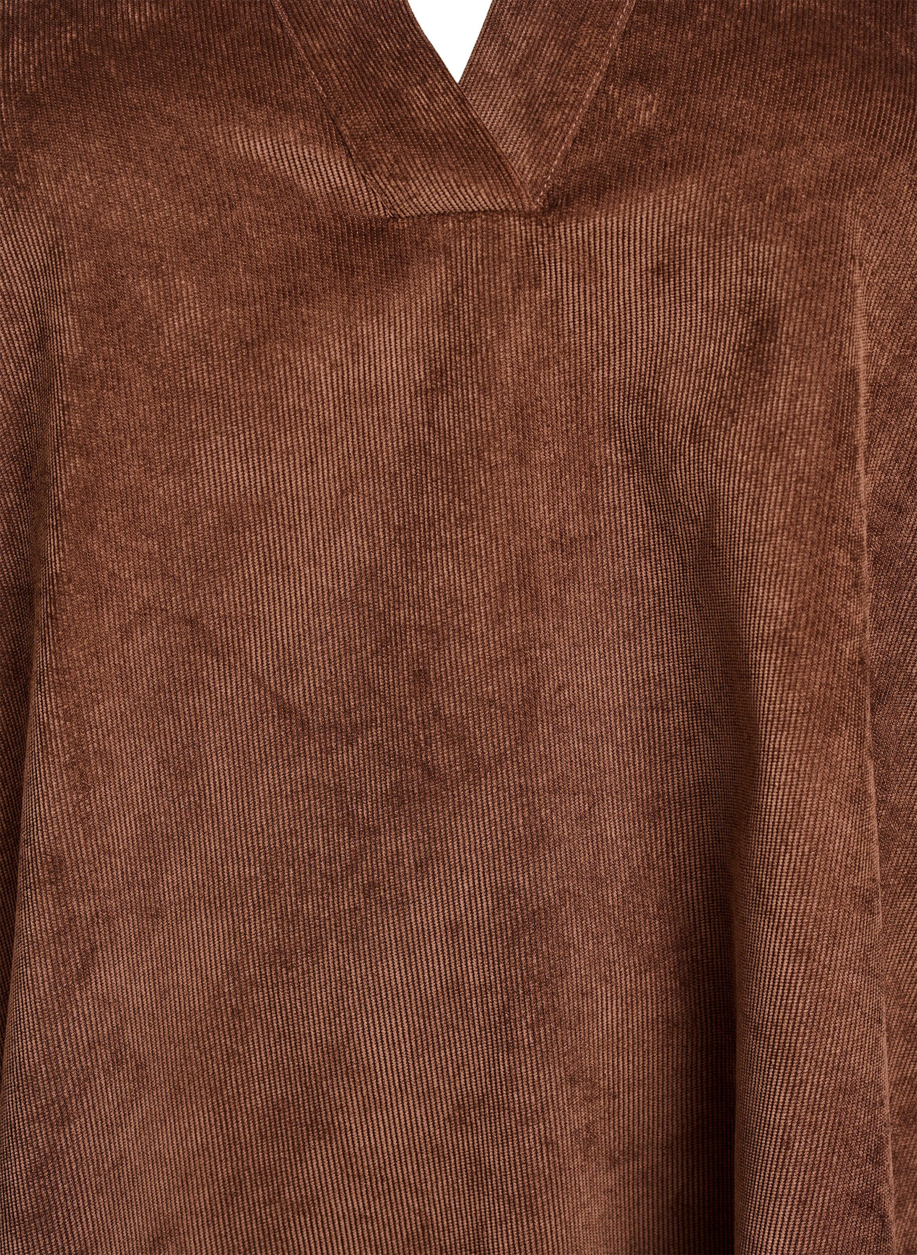 Zizzi Lyhyt samettimekko pitkill&auml; hihoilla, Ruskea, Packshot image number 2