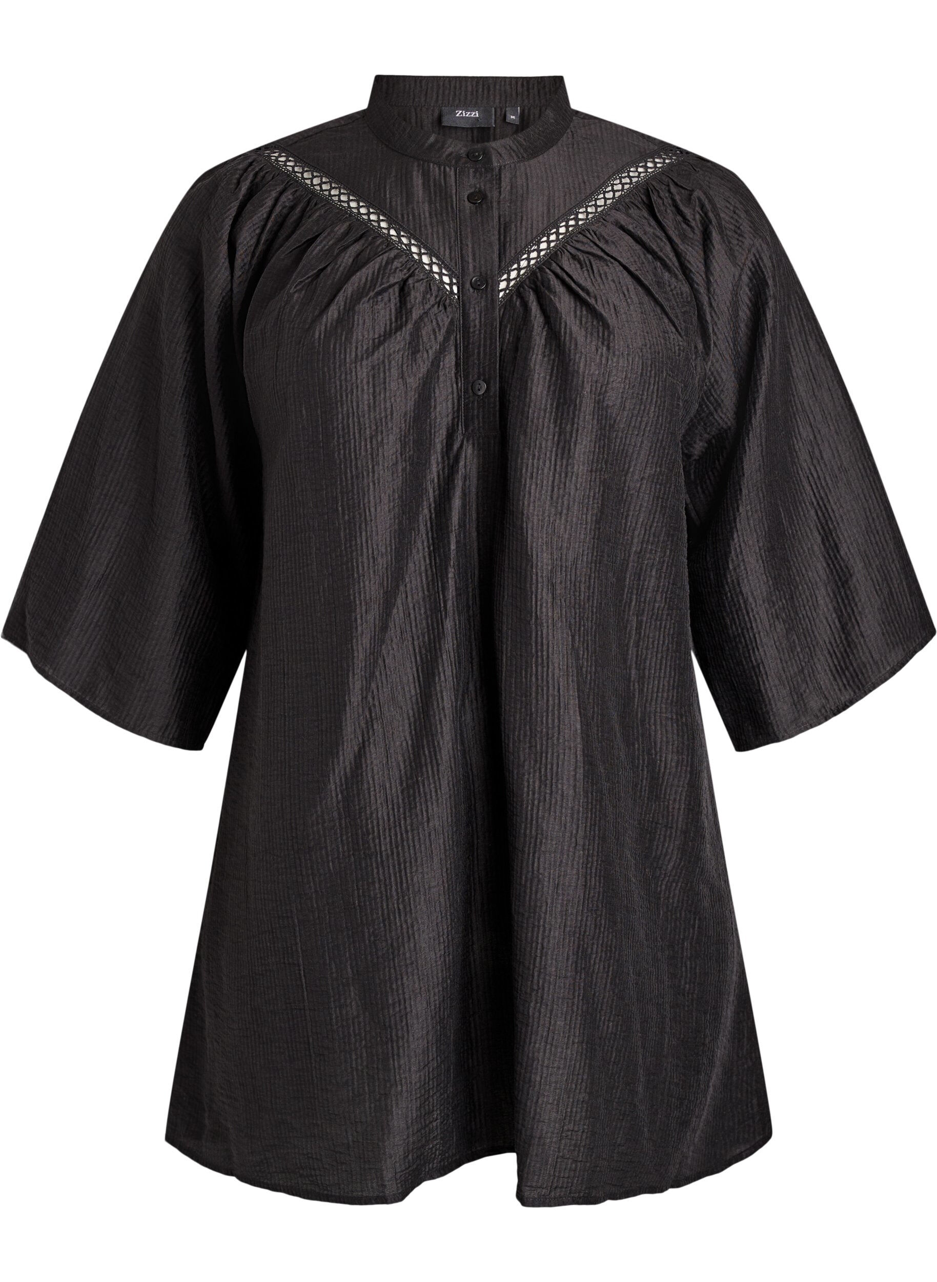 Tunika virkkausyksityiskohdilla ja raitatekstuurilla