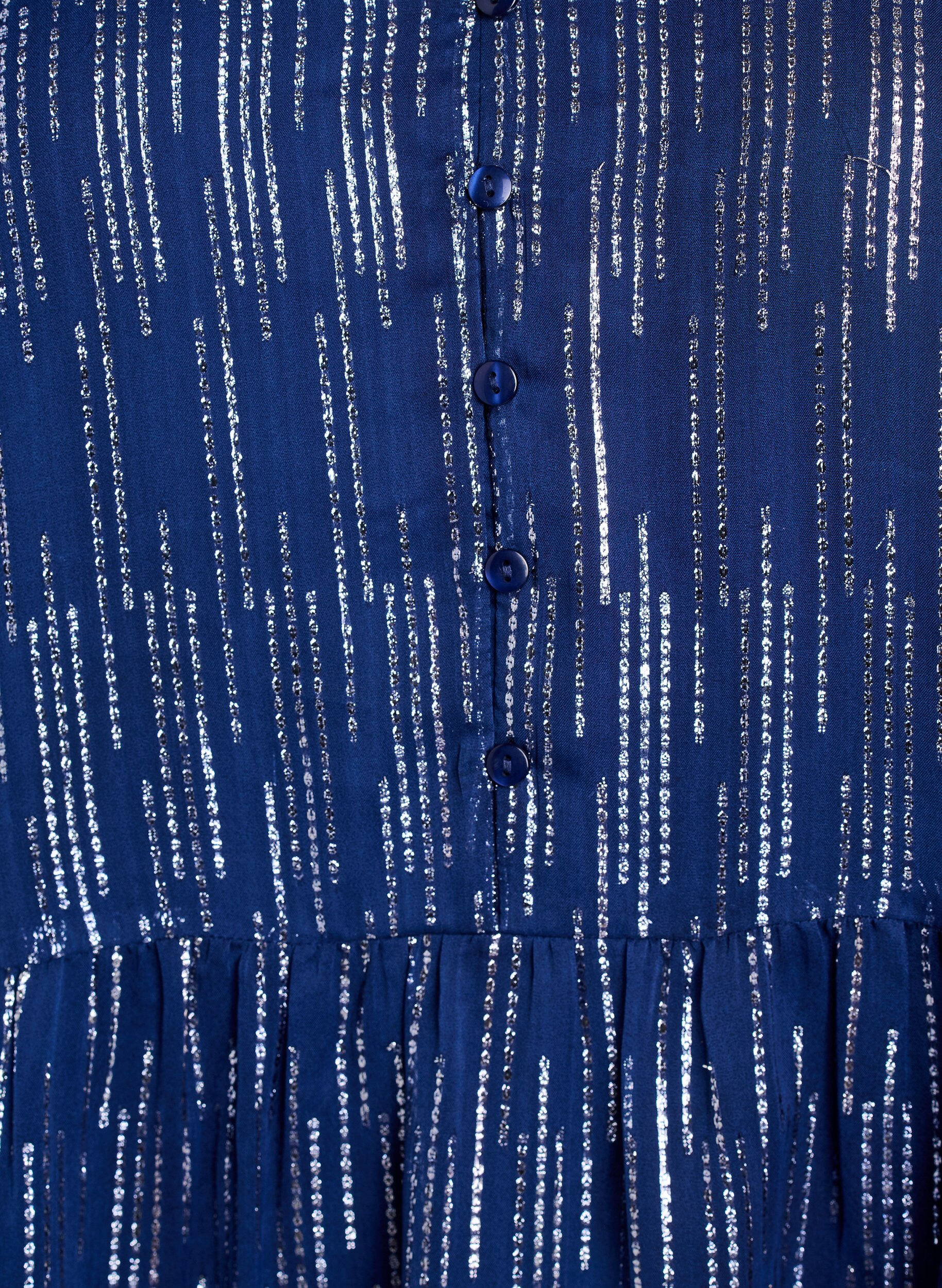 Zizzi Lyhyt juhlamekko glitterkuviolla, Sininen, Packshot image number 2