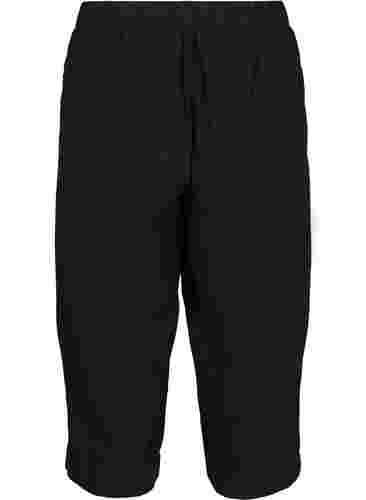 Väljät culottes-housut puuvillasta , Black, Packshot image number 1