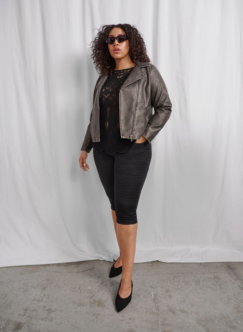 Pitsikuvioinen neulepusero, Black, Image image number 0