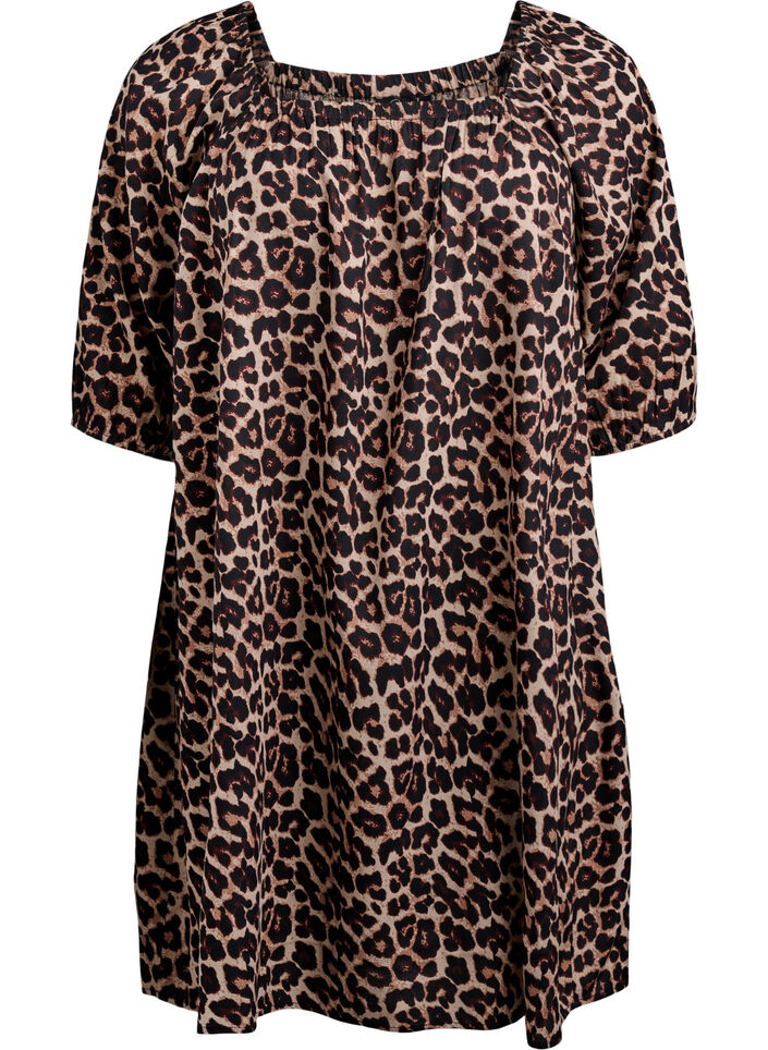 Kuviollinen rantamekko viskoosista, Beige, Packshot image number 0