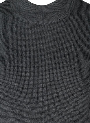 Lyhythihainen neuleponcho korkealla kauluksella, Dark Grey Melange, Packshot image number 2
