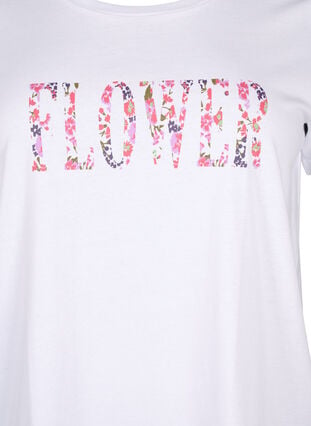 Puuvillainen T-paita tekstipainatuksella, B. White w. Flower, Packshot image number 2