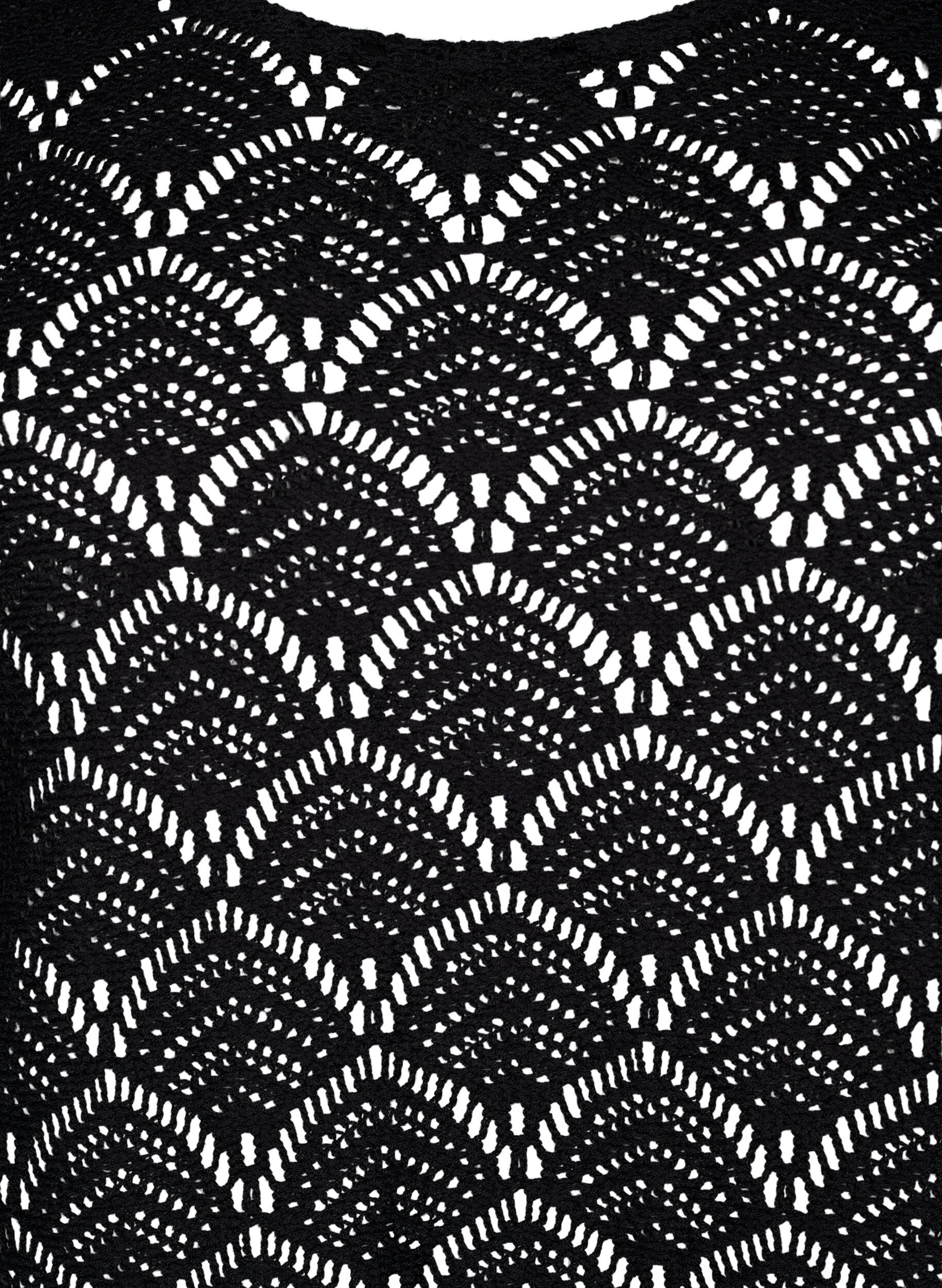 Zizzi Virkattu Pusero, jossa 3/4-hihat, Black, Packshot image number 2