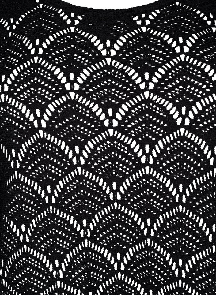 Virkattu Pusero, jossa 3/4-hihat, Black, Packshot image number 2