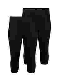 FLASH - 2 kpl 3/4-pituisia leggingsejä, Black/Black
