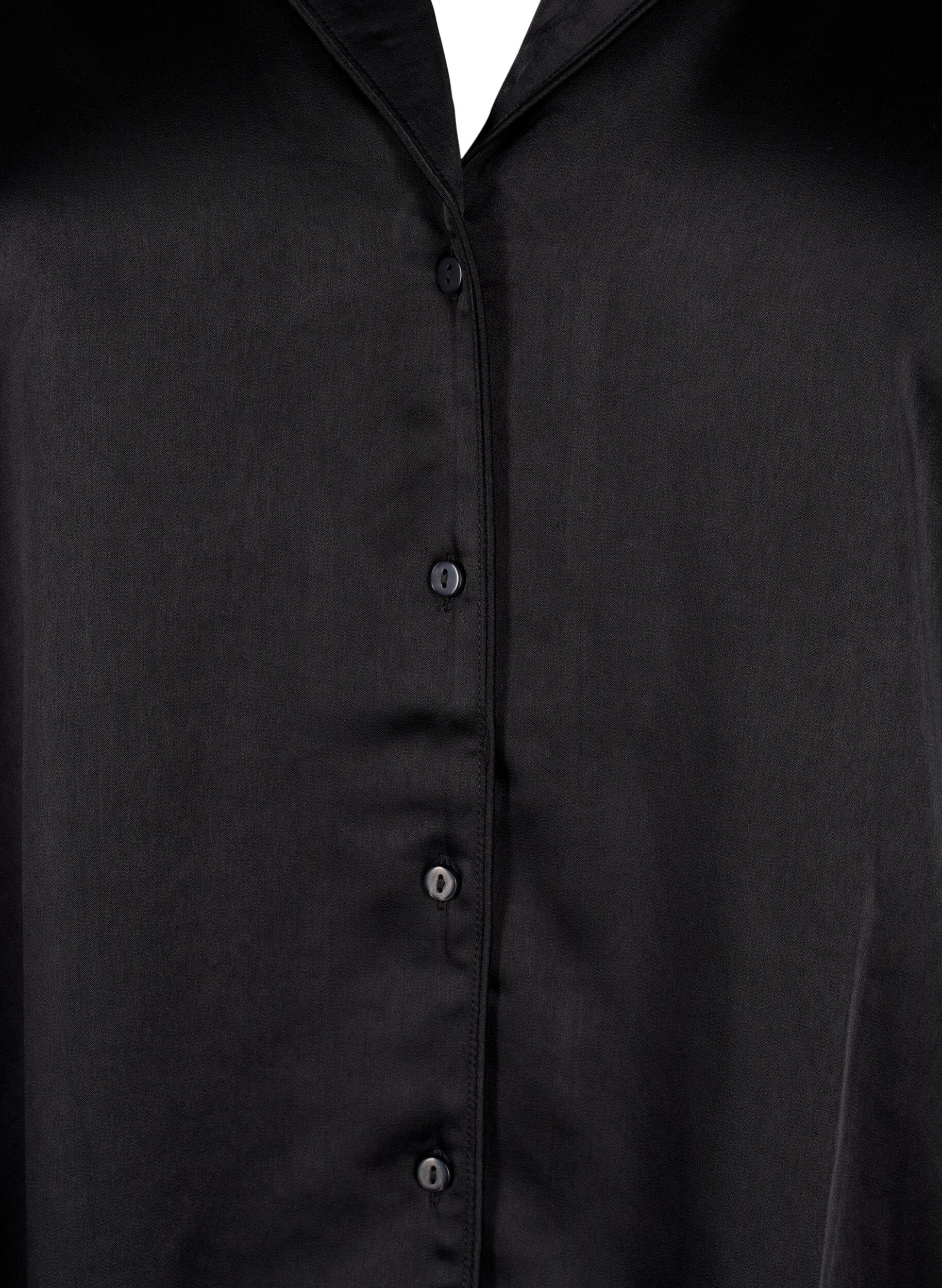 Zizzi Satiininen y&ouml;paita, Black, Packshot image number 2