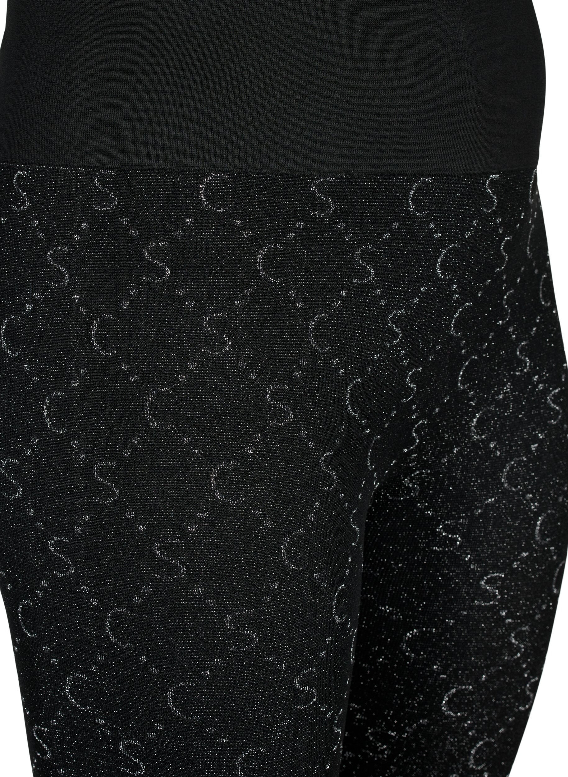 Zizzi Saumattomat leggingsit hopeanv&auml;risell&auml; kuviolla, Black, Packshot image number 2