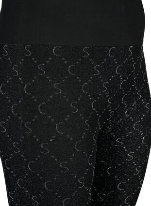 Saumattomat leggingsit hopeanvärisellä kuviolla, Black, Packshot image number 2