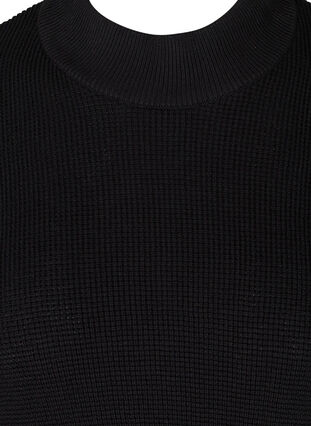 Lyhythihainen neuleponcho korkealla kauluksella, Black, Packshot image number 2