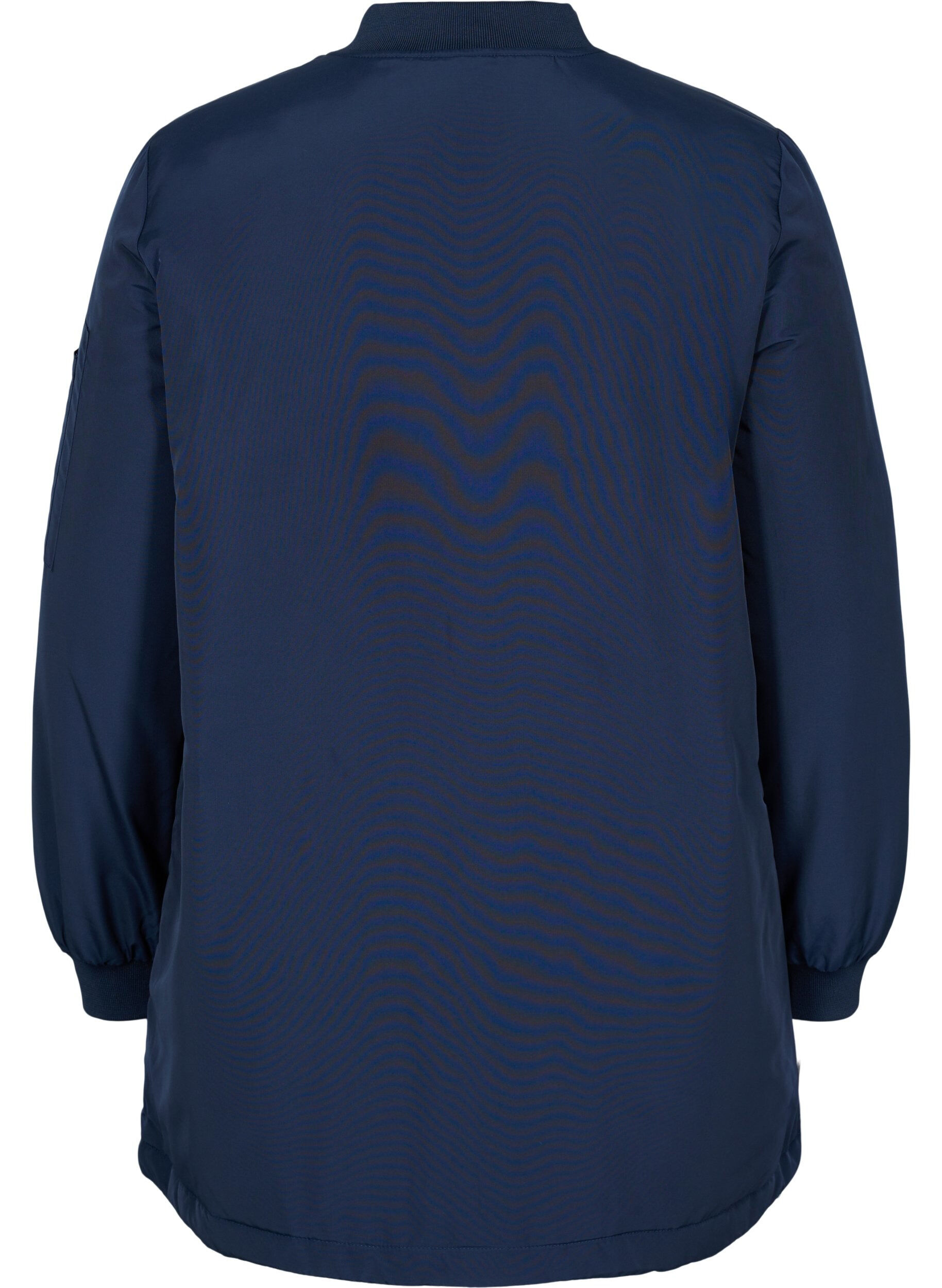 Zizzi Pitk&auml; bombertakki taskuilla, Navy Blazer, Packshot image number 1