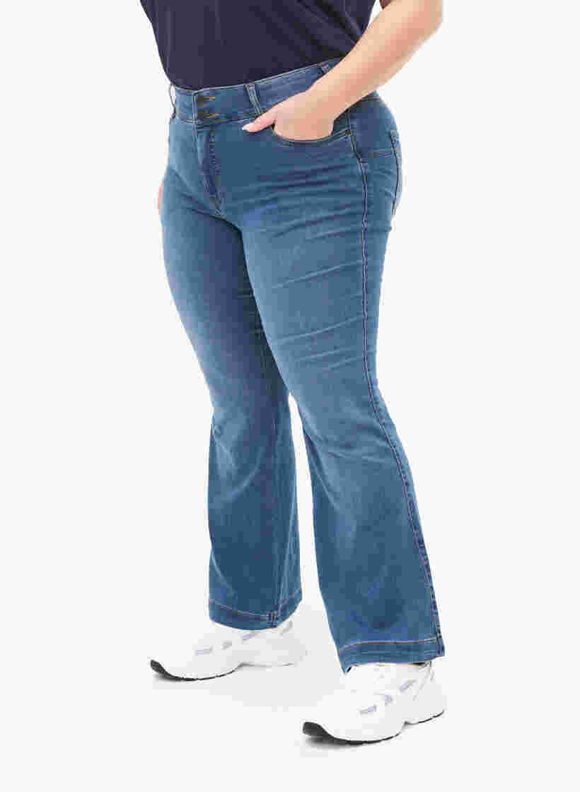 Korkeavyötäröiset Ellen bootcut -farkut, Blue denim, Model image number 2