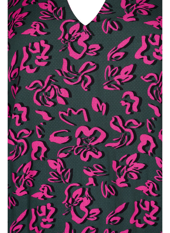 Pitk&auml;hihainen viskoosipusero smokkirypytyksell&auml;, Deep Forest AOP, Packshot image number 2