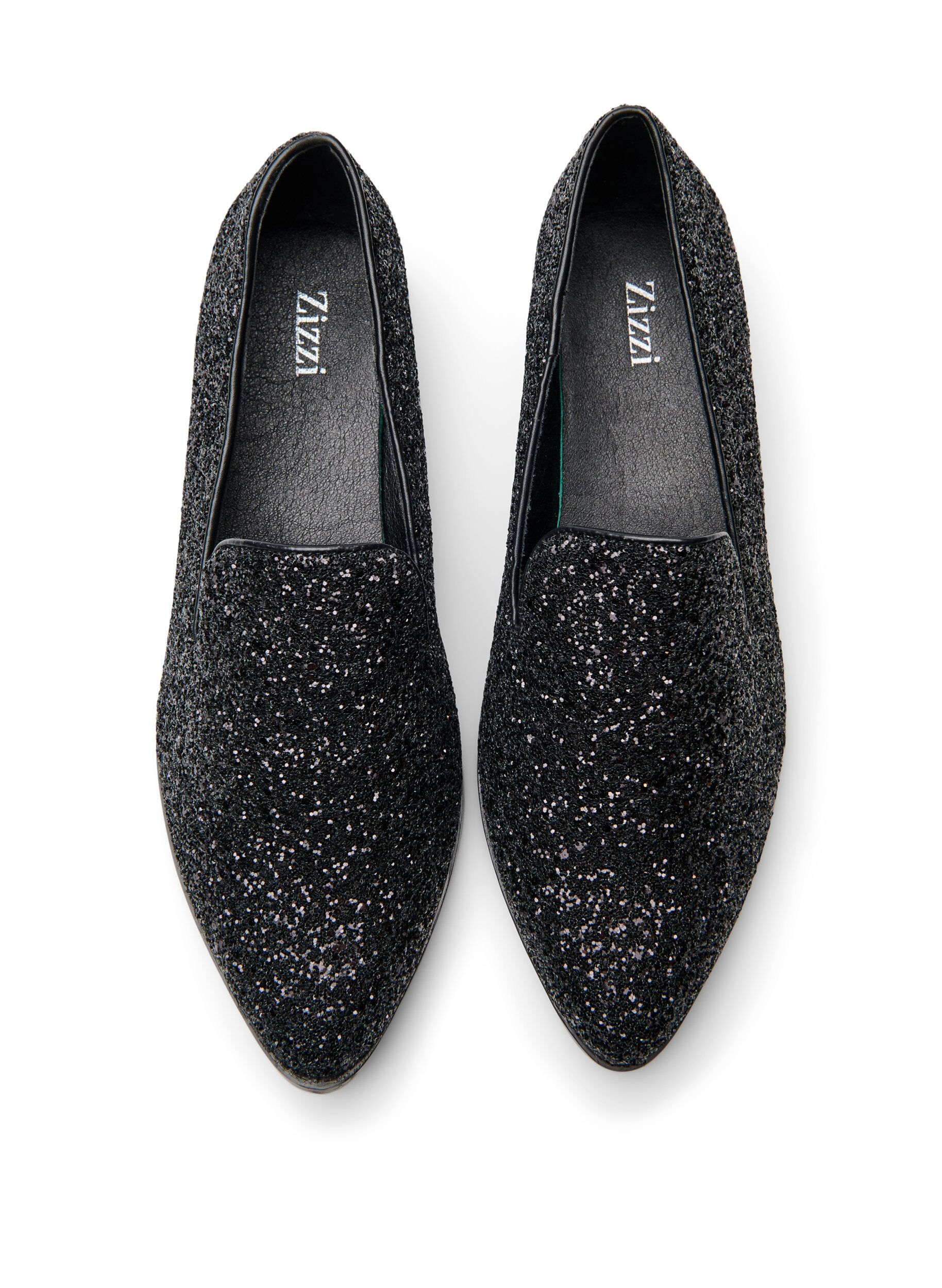 Zizzi Leve&auml;lestiset - Loaferit glitterill&auml;, Musta, Packshot image number 2