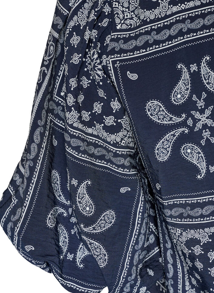 Viskoosipusero paisley-kuviolla ja pallohihoilla, Sininen, Packshot image number 3