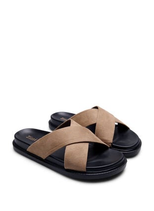 Tekomokkaiset sandaalit ristikkäisillä remmeillä, Woodsmoke, Packshot image number 1