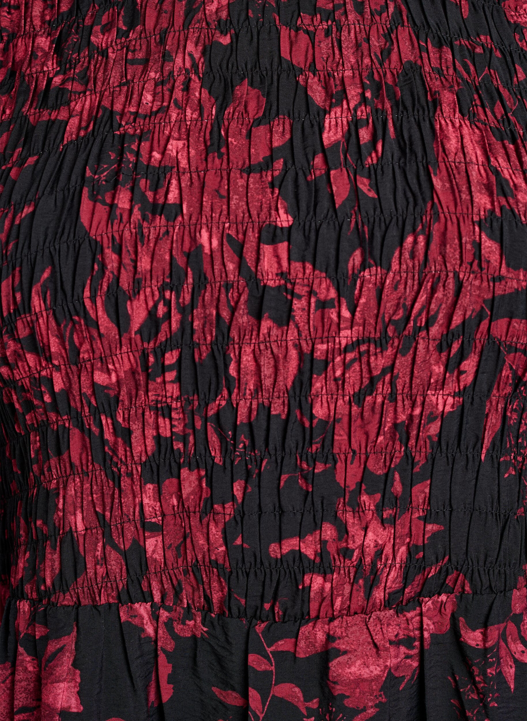 Zizzi Kukkamekko smokkattu yl&auml;osa, Musta, Packshot image number 2