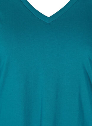 T-paita ekologisesta puuvillasta v-aukolla, Maroccan Blue, Packshot image number 2