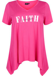 Lyhythihainen puuvillainen t-paita, Shocking Pink FAITH