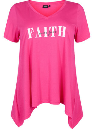 Lyhythihainen puuvillainen t-paita, Shocking Pink FAITH, Packshot image number 0